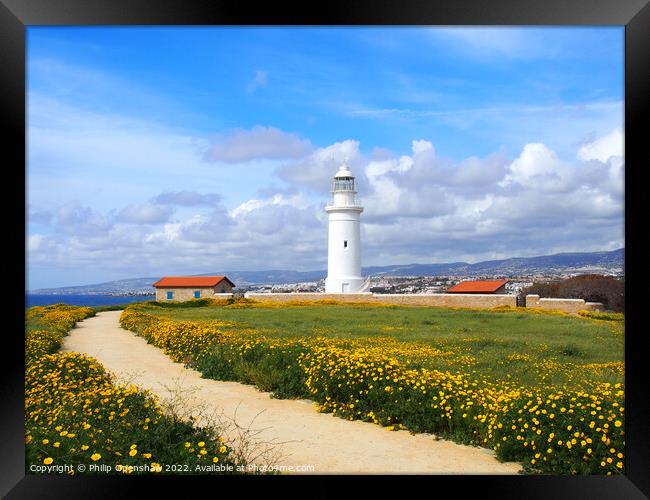 The lighthouse in Paphos Cyprus Framed Print by Philip Openshaw