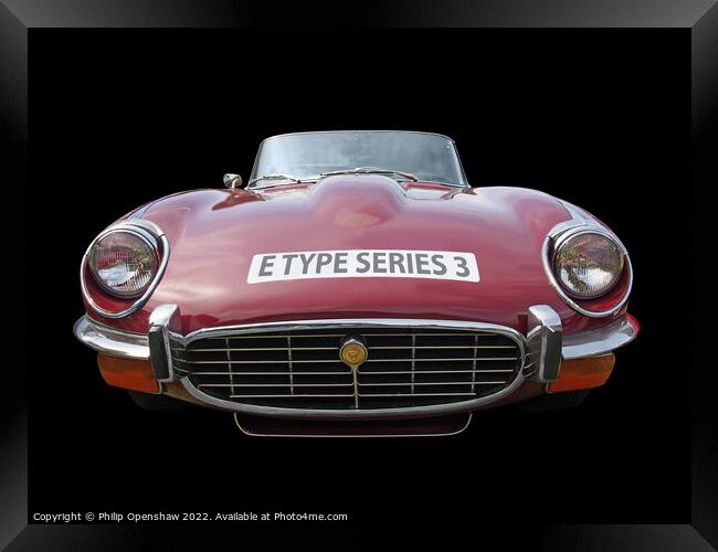 Red Jaguar E Type Sports Car Framed Print by Philip Openshaw