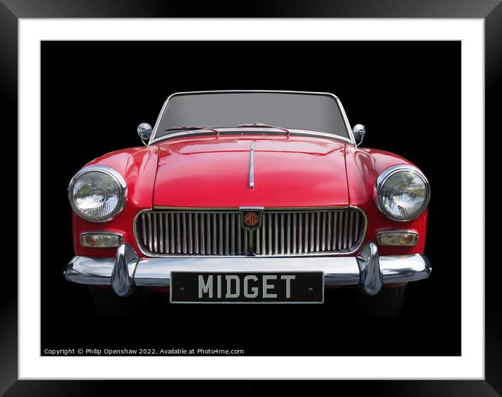 Red 1960s MG Midget sports car Framed Mounted Print by Philip Openshaw