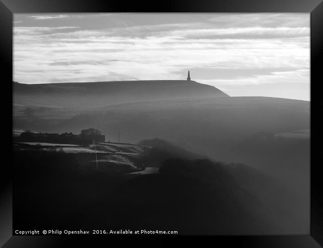 Stoodley Pike Mist Framed Print by Philip Openshaw