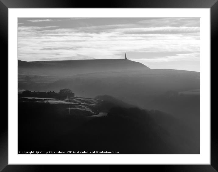 Stoodley Pike Mist Framed Mounted Print by Philip Openshaw