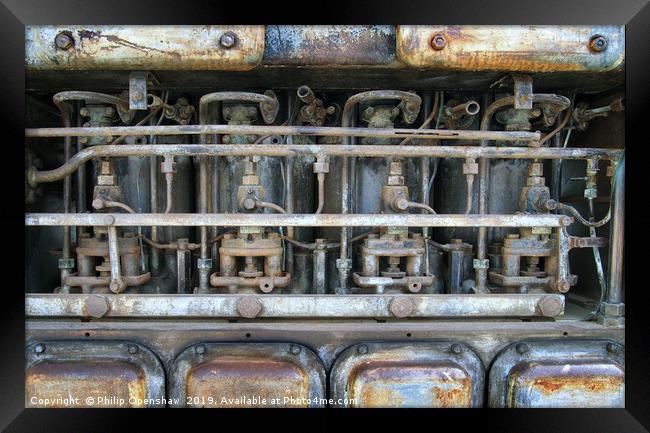 rusting vickers engine Framed Print by Philip Openshaw