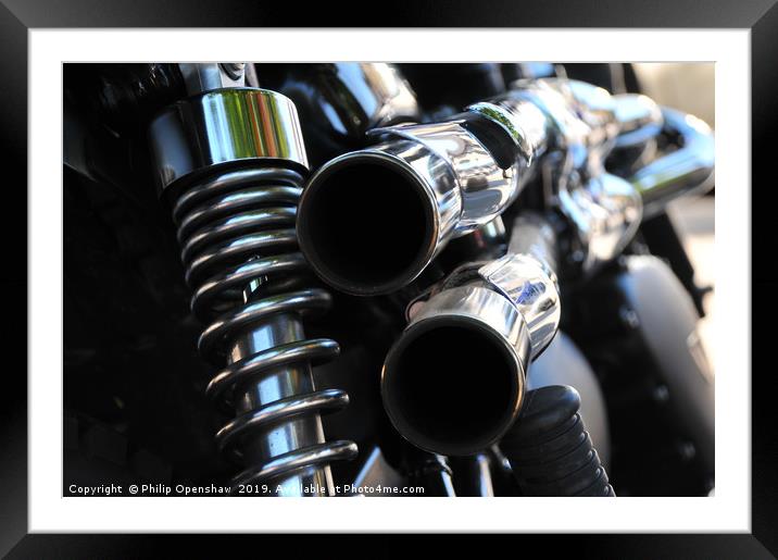 classic black vintage motorcycle Framed Mounted Print by Philip Openshaw