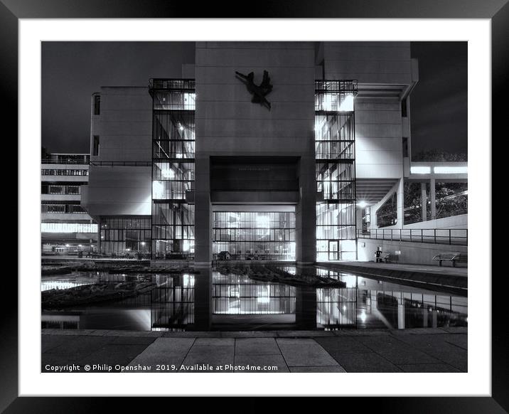 Roger Stevens Building Illuminated Framed Mounted Print by Philip Openshaw