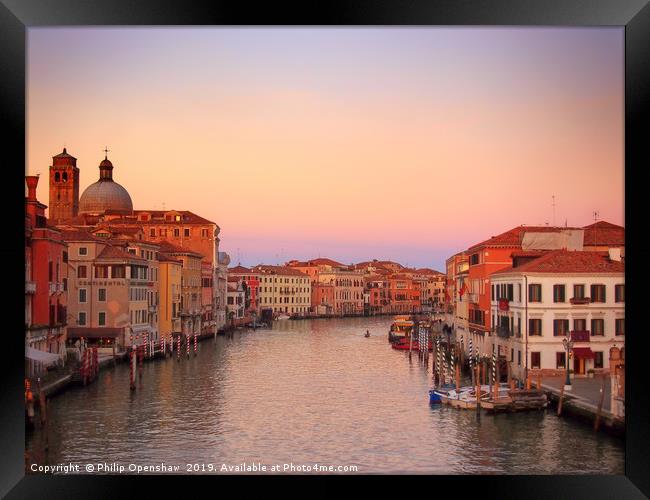 twilight grand canal venice Framed Print by Philip Openshaw