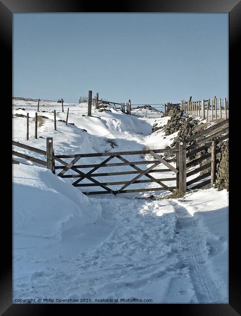 snow on the lane Framed Print by Philip Openshaw