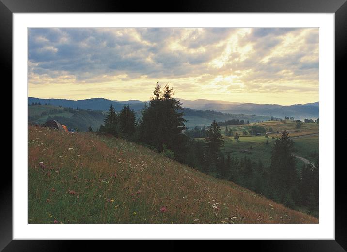 sunrise in Carpathian mountains Framed Mounted Print by Anton Popov