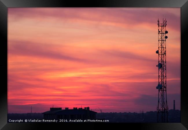 Cellular tower after sunset Framed Print by Vladislav Romensky