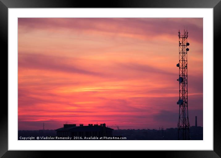 Cellular tower after sunset Framed Mounted Print by Vladislav Romensky
