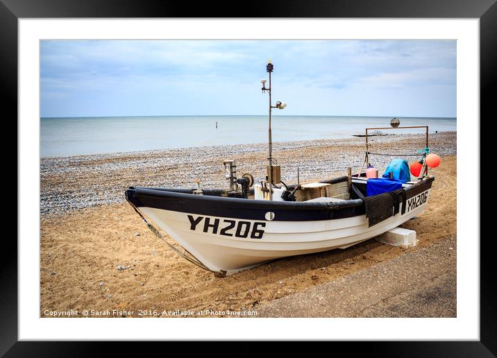 Boat at Hunstanton beach Framed Mounted Print by Sarah Fisher