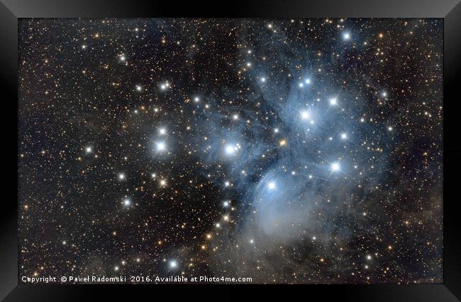 Famous Pleiades in Taurus contellation Framed Print by Paweł Radomski