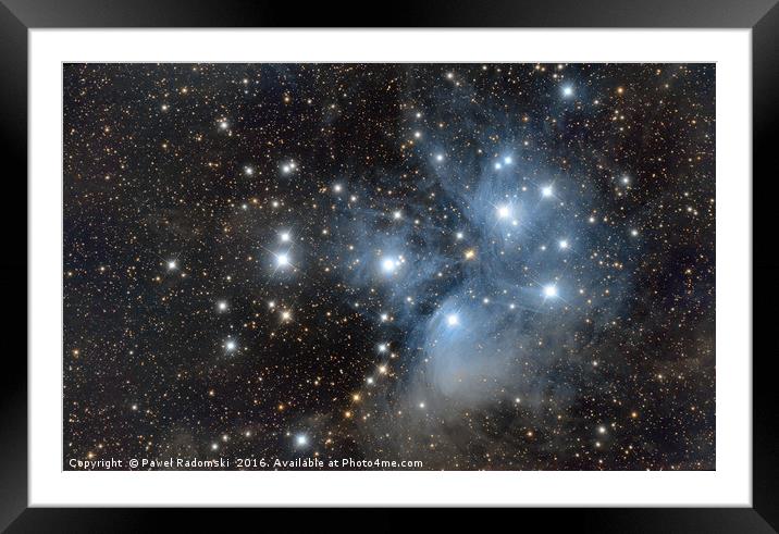 Famous Pleiades in Taurus contellation Framed Mounted Print by Paweł Radomski