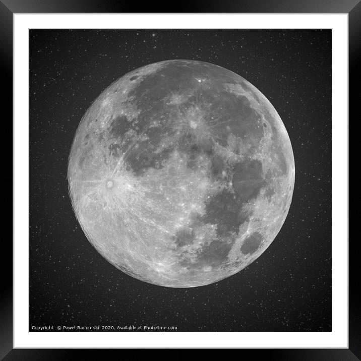 Moon, earth natural satelite in specific phase, gl Framed Mounted Print by Paweł Radomski