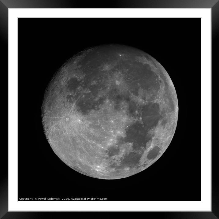 Moon, earth natural satelite in specific phase Framed Mounted Print by Paweł Radomski
