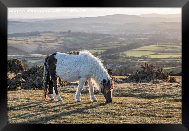 Sun setting over Dartmoor Framed Print by Kevin White