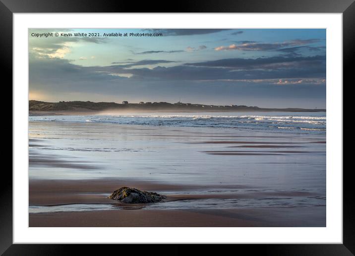 Embleton sandy beach at sunset Framed Mounted Print by Kevin White