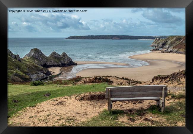 Gower Three Cliffs Bay Framed Print by Kevin White