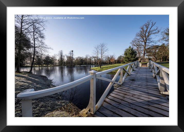 Frosty wooden bridge Framed Mounted Print by Kevin White