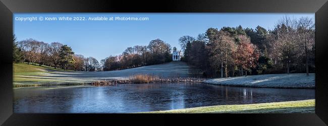 Panorama of winter morning Painshill Park Framed Print by Kevin White