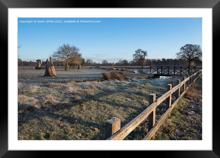 Small bridge frost and sunshine Framed Mounted Print by Kevin White