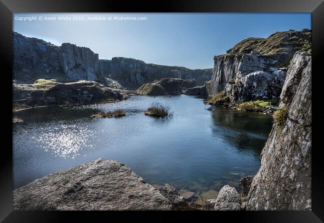 Foggintor quarry on a sunny spring day Framed Print by Kevin White