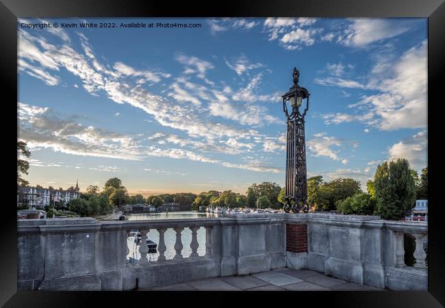 View of sunset from Hampton Court Bridge Framed Print by Kevin White