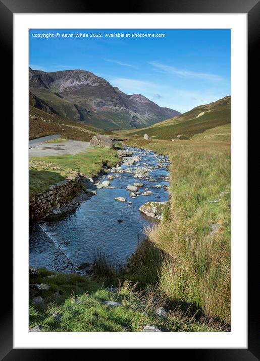 Honister Pass gentle stream Framed Mounted Print by Kevin White