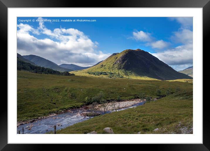 Walking trail at Glen Etive Framed Mounted Print by Kevin White