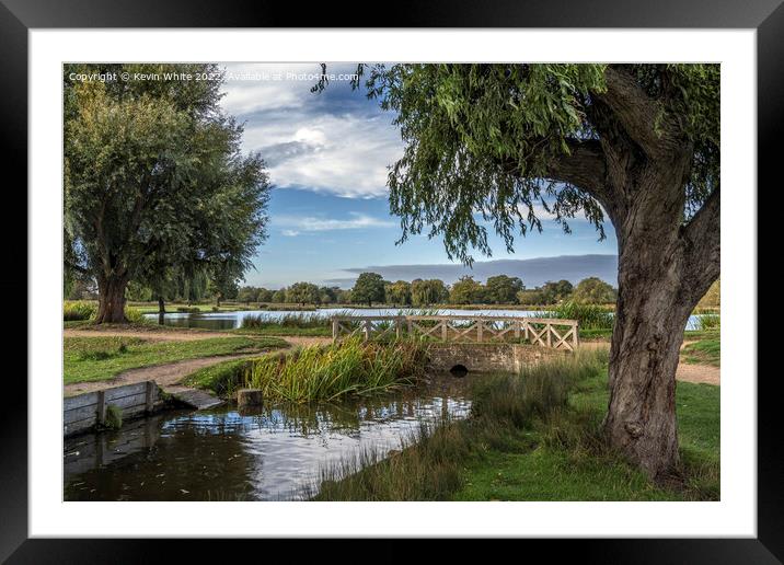 Bridge deviding two ponds Bushy Park Framed Mounted Print by Kevin White