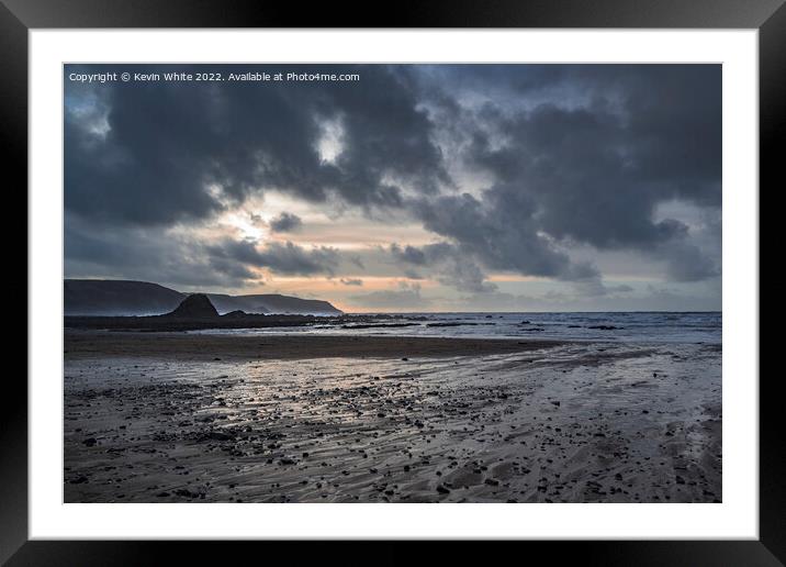 Widemouth Bay on a stormy day Framed Mounted Print by Kevin White