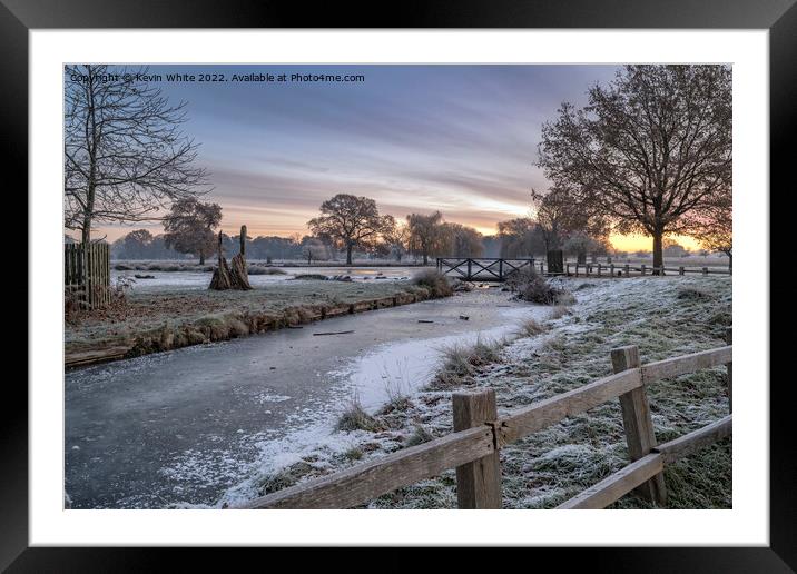 Icy frost just before sunrise Framed Mounted Print by Kevin White