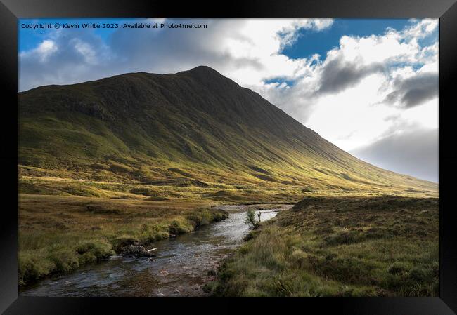 Glencoe dramatic landscape with changing light Framed Print by Kevin White