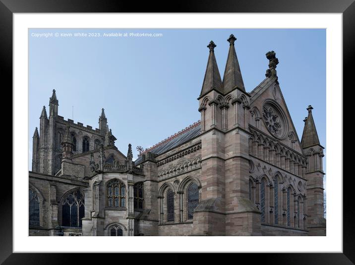 Grand architecture of Hereford Cathedral Framed Mounted Print by Kevin White