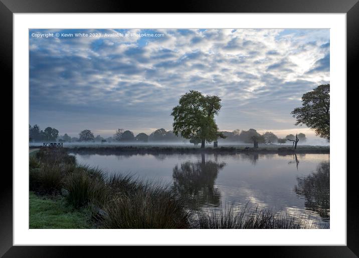 Cold misty sunrise at Bushy Park Surrey Framed Mounted Print by Kevin White