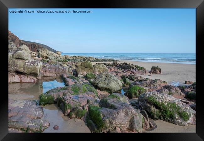 Freshwater East natural rock formations Framed Print by Kevin White
