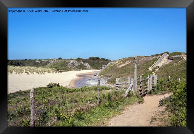 Cliff walk to Broadhaven South beach Framed Print by Kevin White