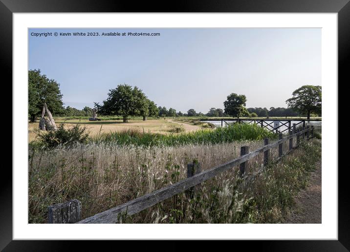 July view of Bushy park pond from carpark Framed Mounted Print by Kevin White