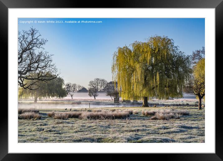 Natures wonderland of frost mist and sunshine Framed Mounted Print by Kevin White