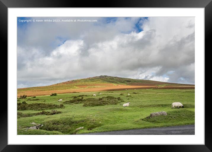 Carpark view of Cox Tor in Dartmoor Framed Mounted Print by Kevin White