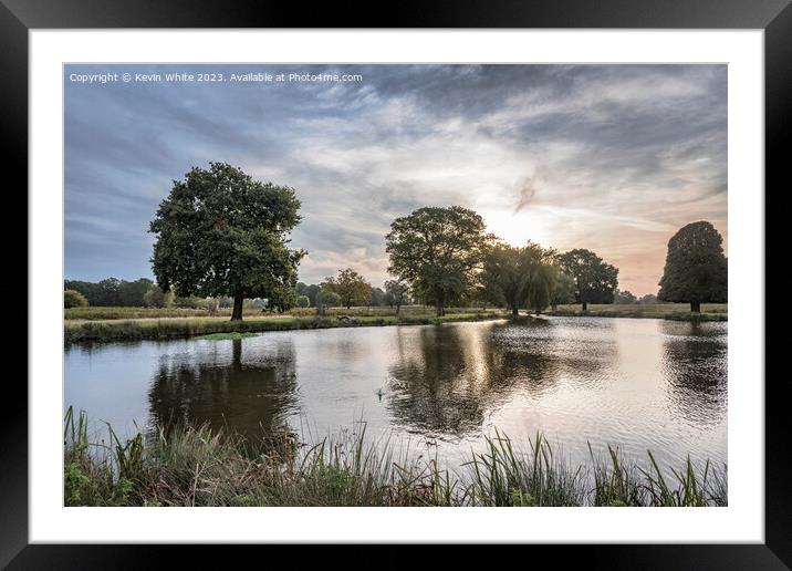 Dramatic mornings in autumn at Bushy Park ponds Framed Mounted Print by Kevin White