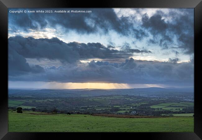 Stormy sunset on Dartmoor Framed Print by Kevin White