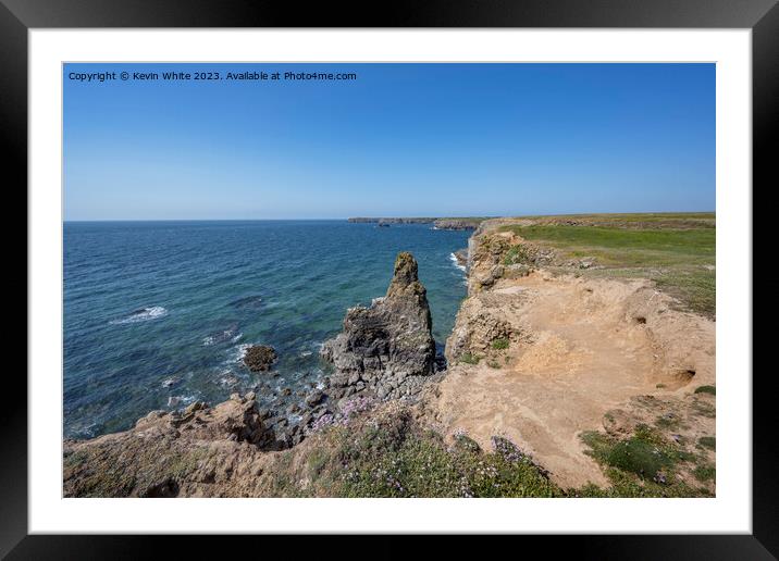 Cliff walk to Broad Haven South beach Pembrokeshire Framed Mounted Print by Kevin White