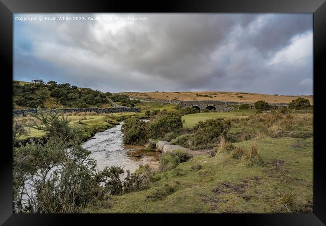 Rugged Dartmoor in February on a cold stormy day Framed Print by Kevin White