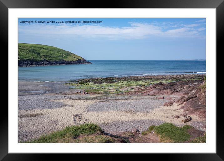 Sand and rocky beach at Manorbier South Wales Framed Mounted Print by Kevin White