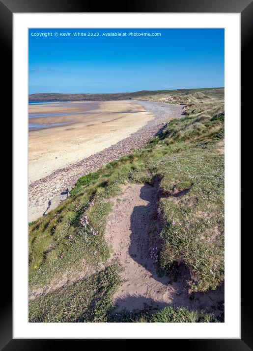 Freshwater West sandy beach Pembrokeshire Framed Mounted Print by Kevin White