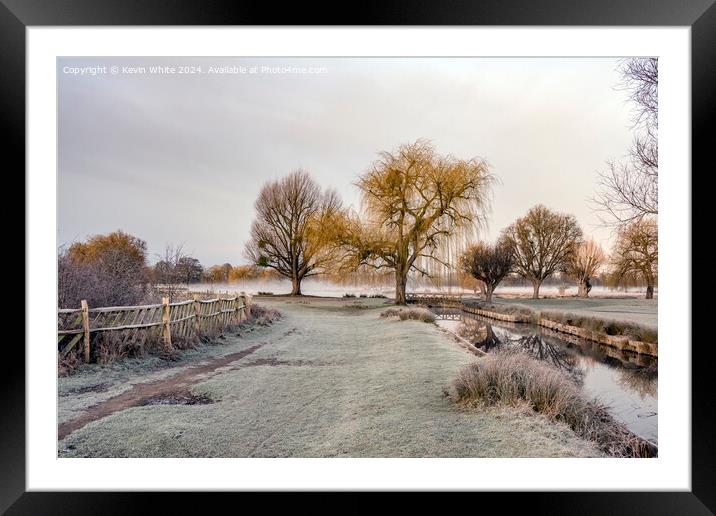 Winter Frosty scene at Bushy Park Surrey Framed Mounted Print by Kevin White