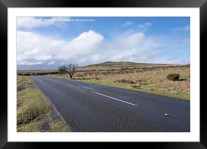 Dartmoor Devon road after the rain Framed Mounted Print by Kevin White