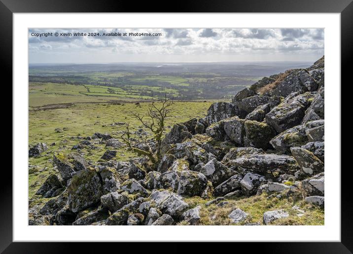 View to Tavistock area from Cox Tor  Framed Mounted Print by Kevin White