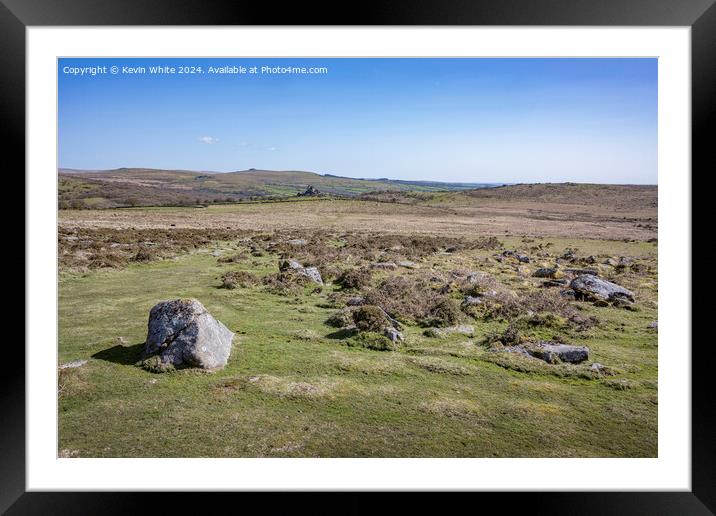 Wild landscape near Vixen Tor on Dartmoor Framed Mounted Print by Kevin White