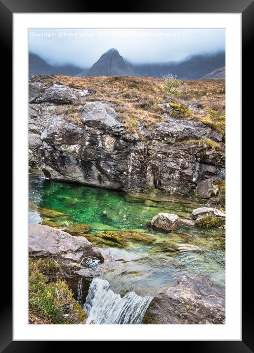 Fairy Pools vivid green water Framed Mounted Print by Kevin White